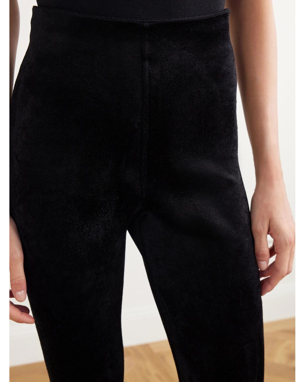 Alaïa Black High-Rise Velvet Leggings