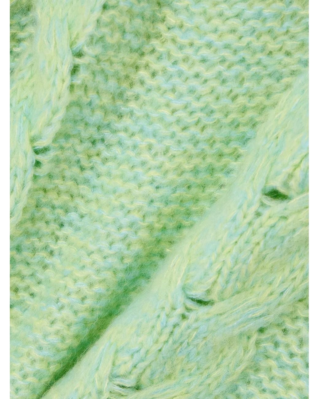 Bode Green Eiderdown Cable-Knit Alpaca, Mohair And Silk-Blend Sweater