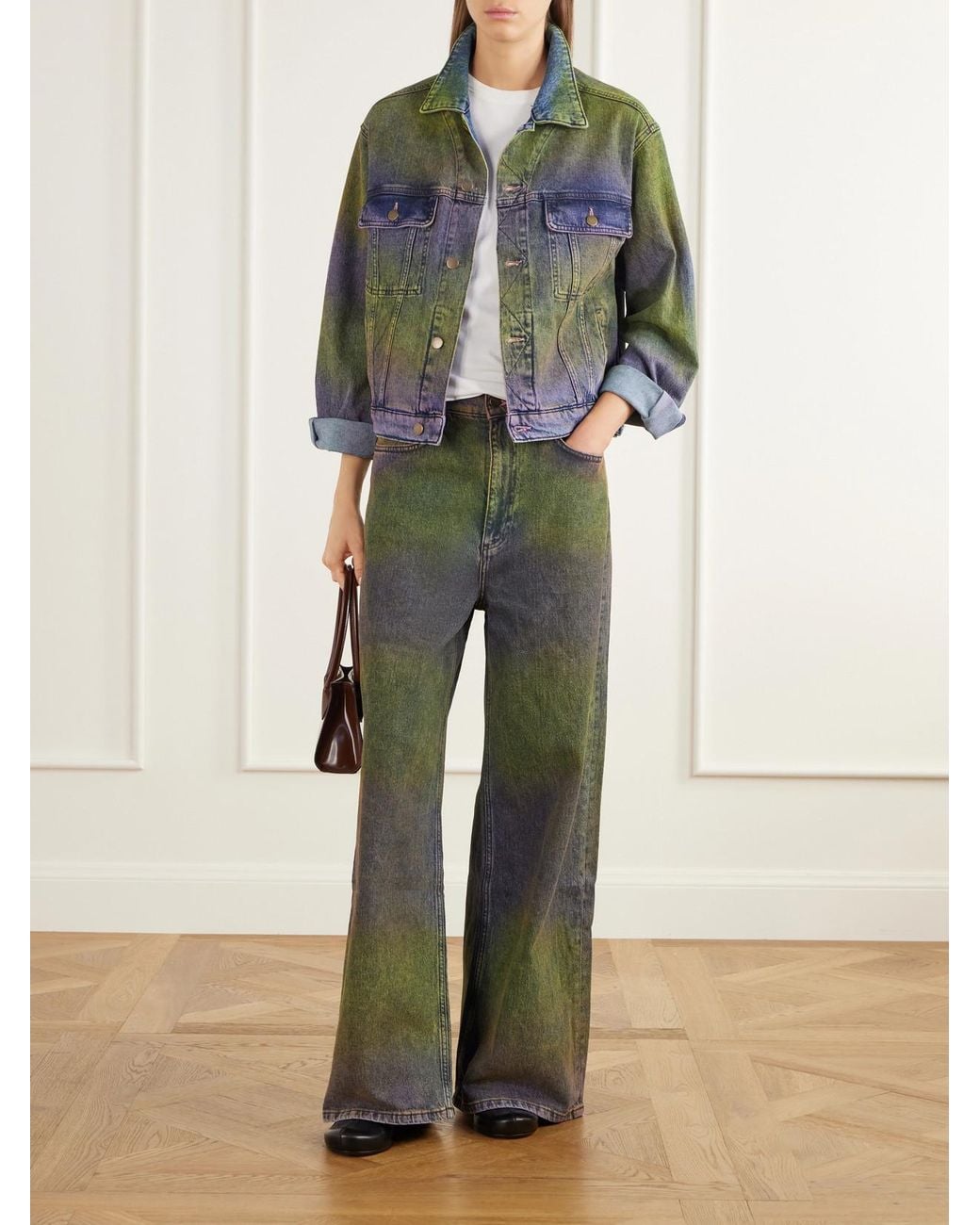 Sanderlak Green Ombré Mid-Rise Wide-Leg Jeans