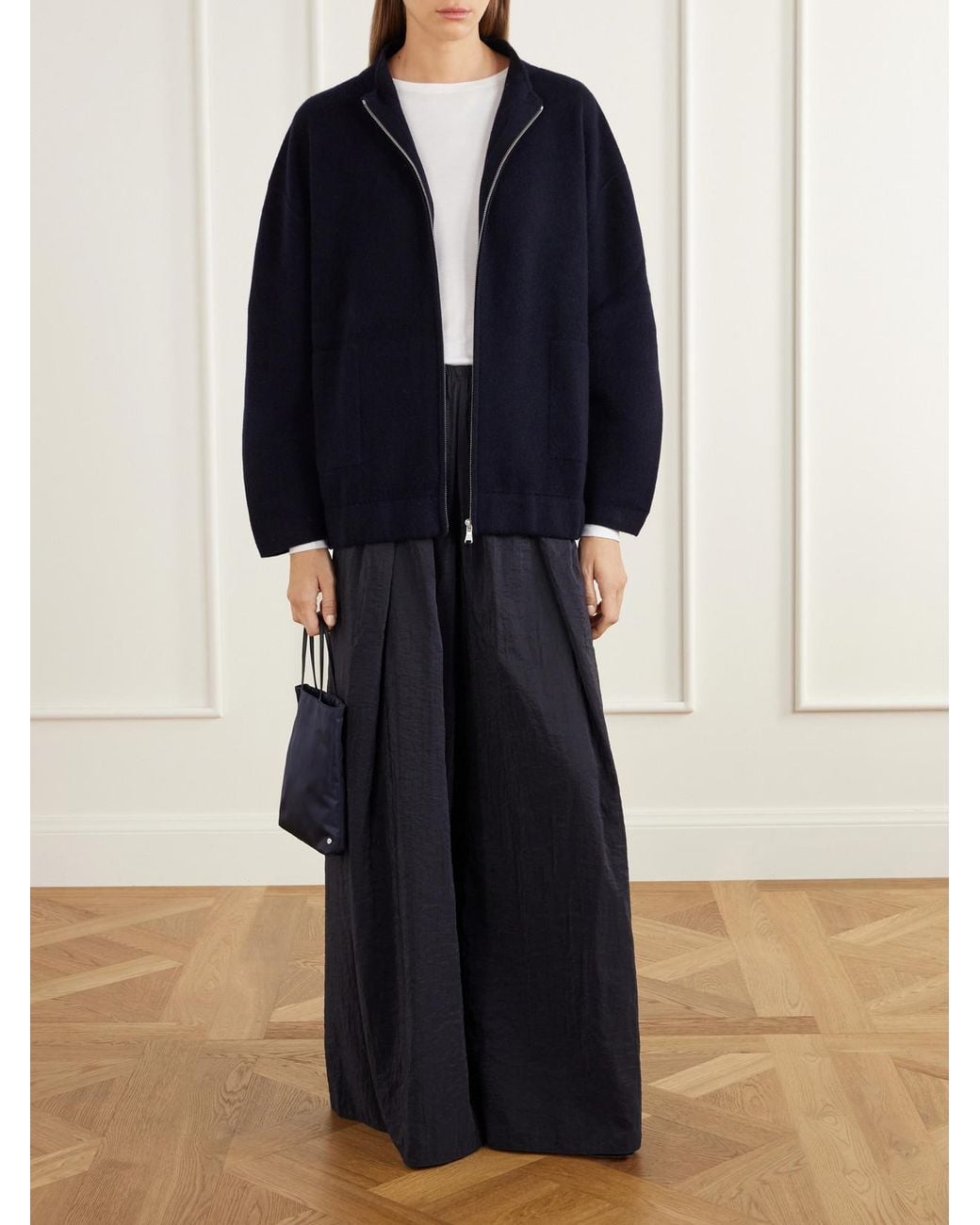 Allude Blue Wool And Cashmere-Blend Zip-Up Jacket