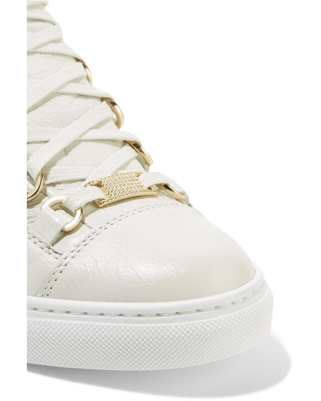 Balenciaga Arena Crinkled-leather Sneakers White | Lyst