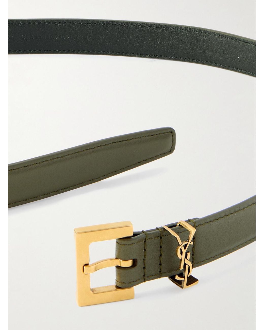 Saint Laurent Green Cassandre Leather Belt