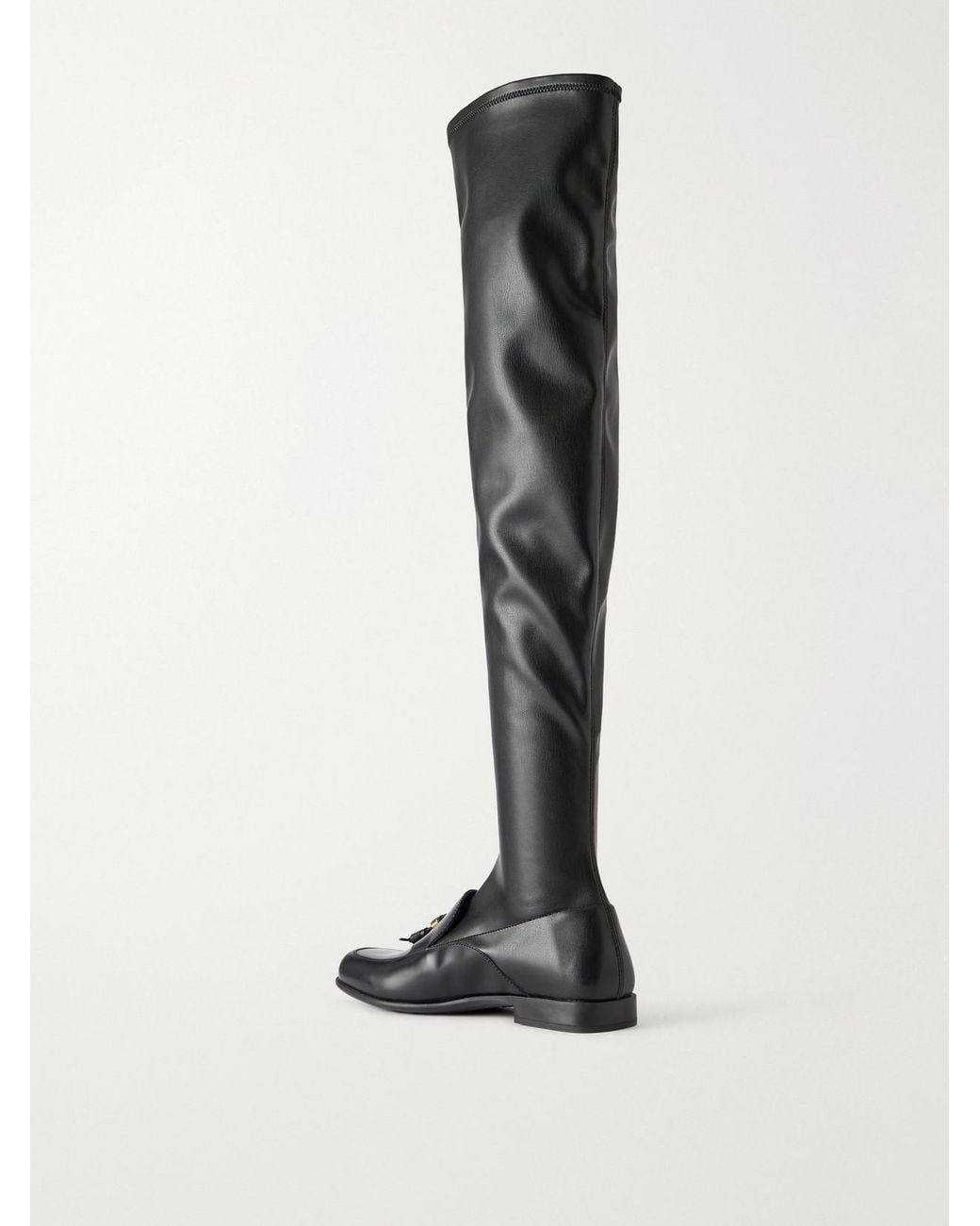 Tod's Black Gomma Tasseled Leather Over-The-Knee Boots