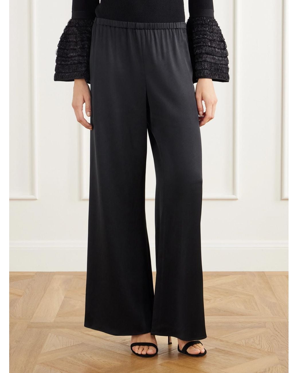 Jonathan Simkhai Blue Roni Satin Wide-Leg Pants