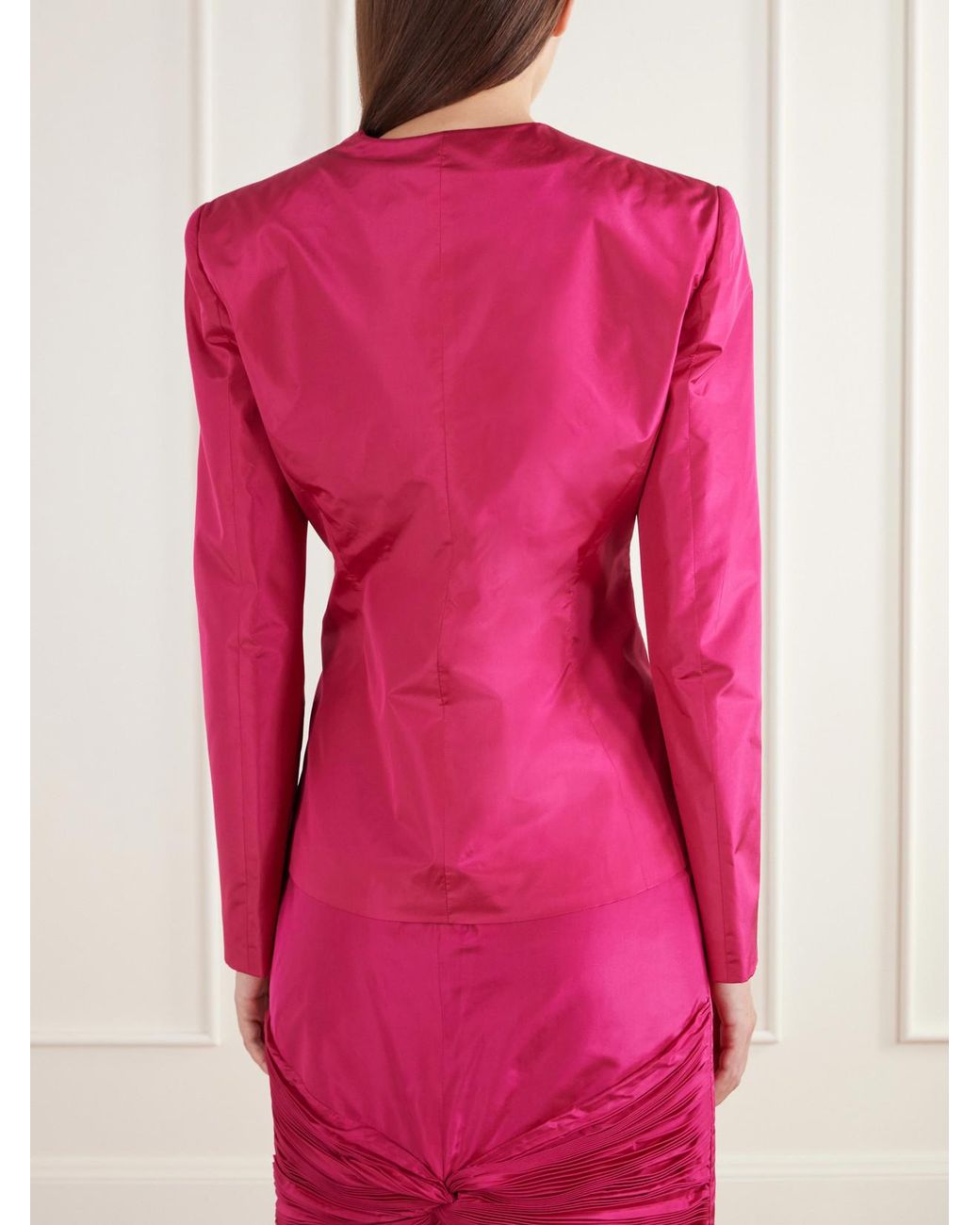Valentino Garavani Pink Plissé Silk-Taffeta Jacket