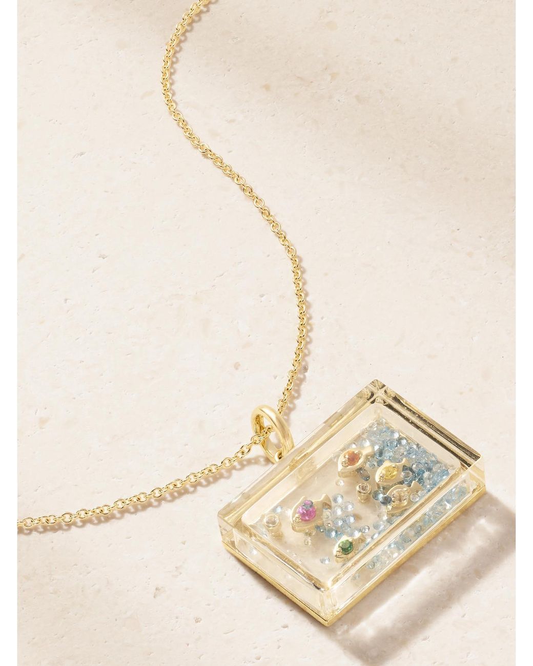 Yvonne Léon Natural Aquarium 9-Karat Multi-Stone Necklace