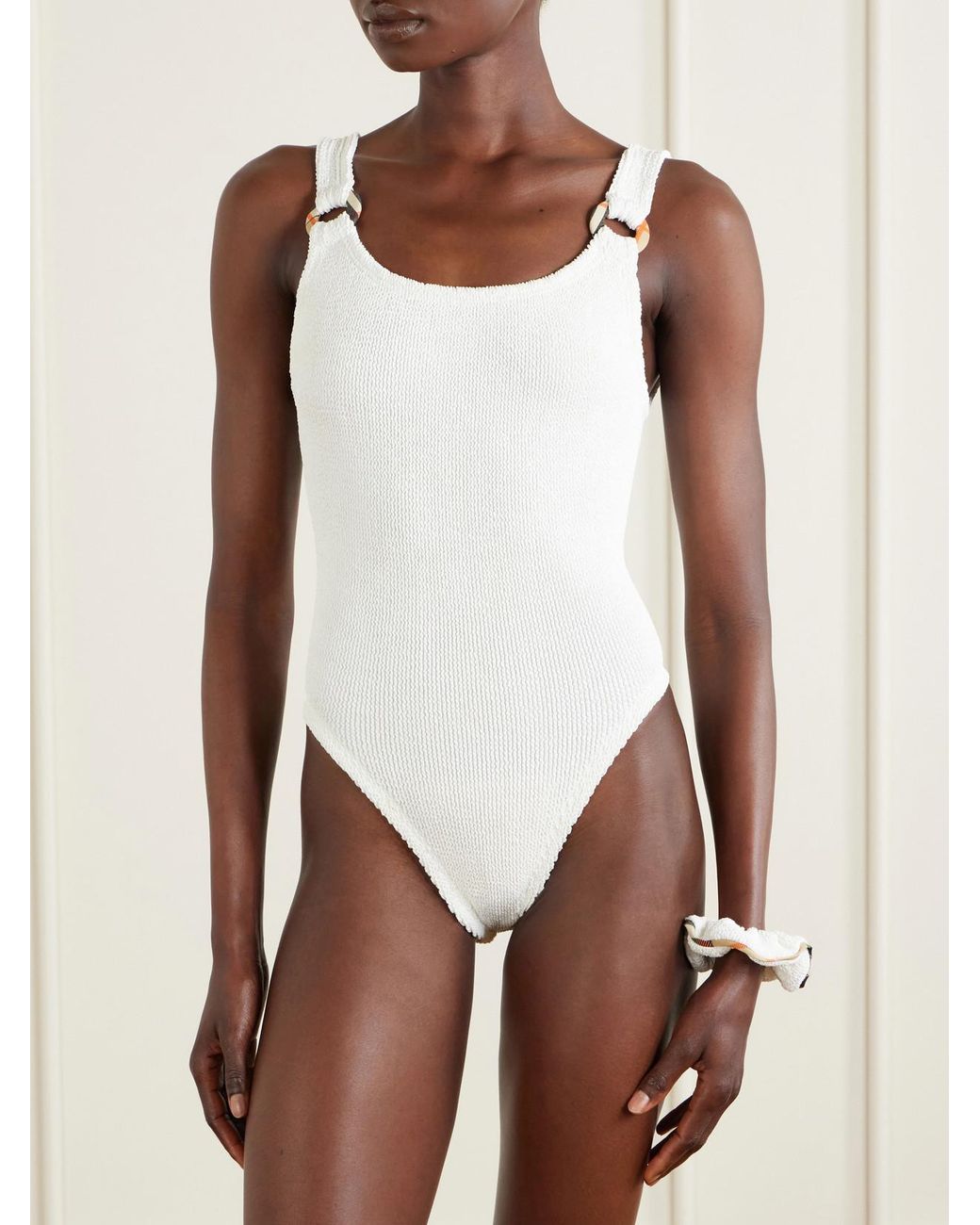 Burberry White Hunza G Domino Original Crinkle Swimsuit