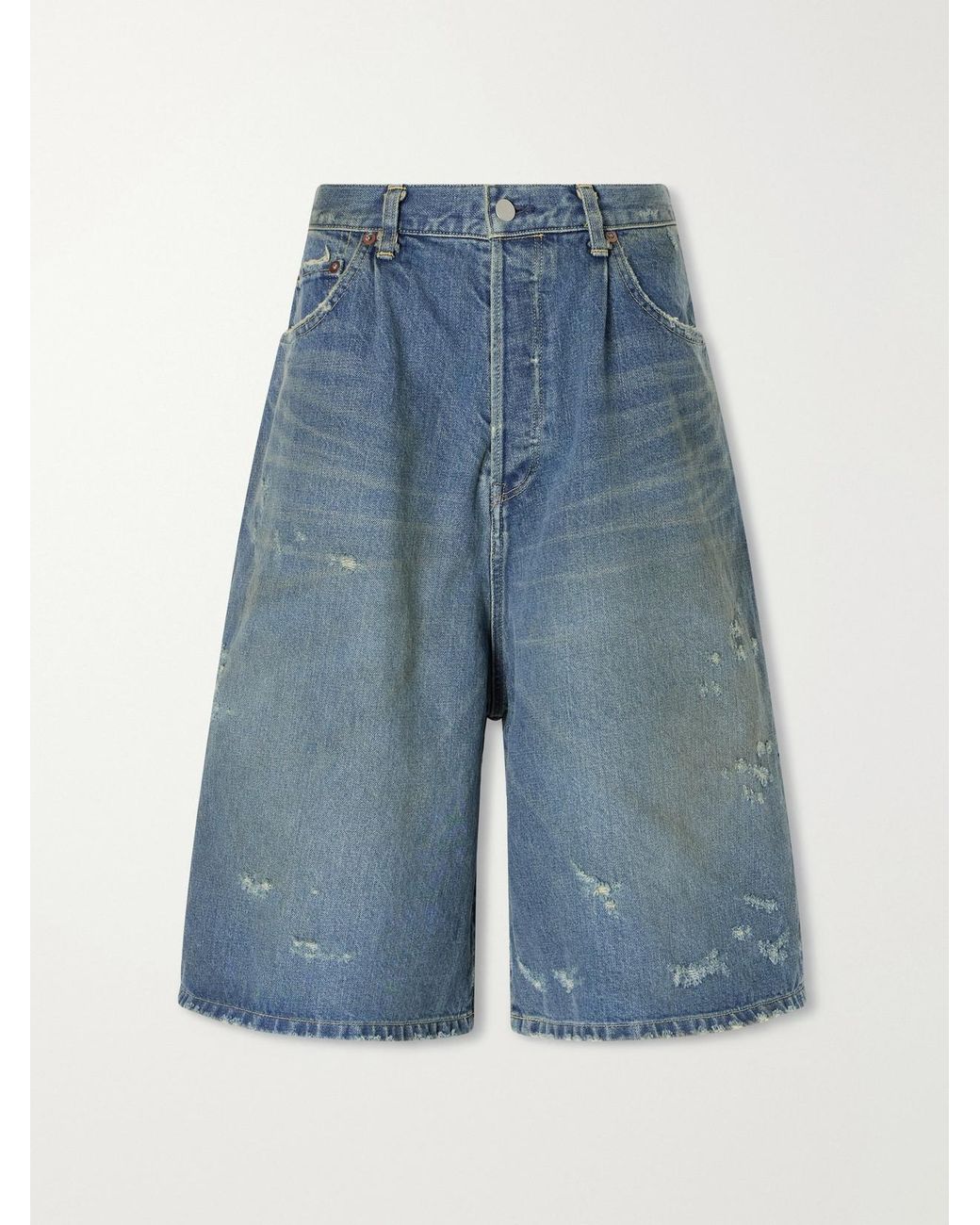 Ssstein Blue Distressed Denim Shorts