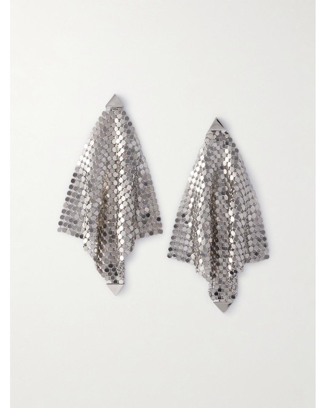 Rabanne White Pixel Flow-Tone Earrings