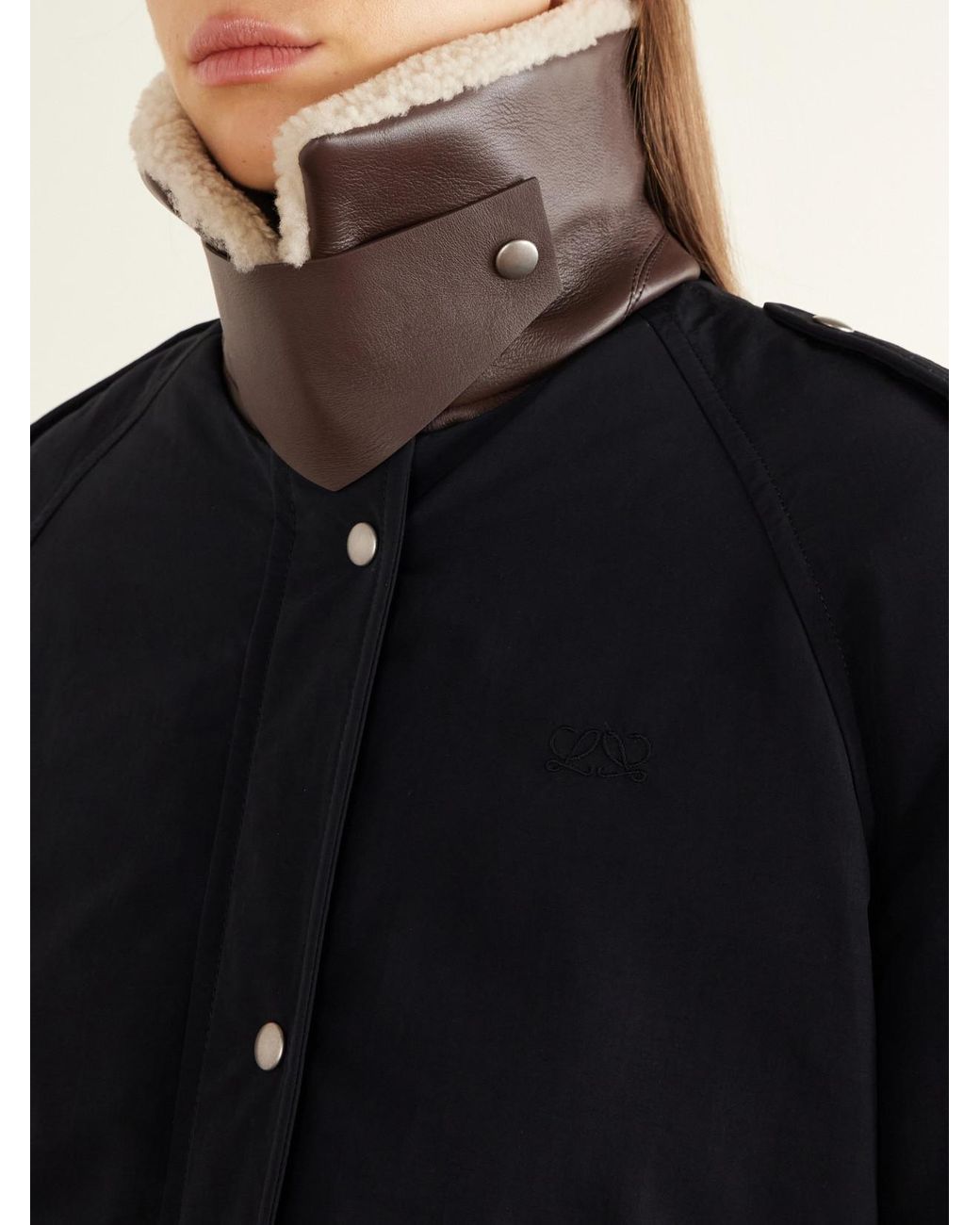 Loewe Blue Padded Shearling-Trimmed Cotton-Blend Canvas Jacket
