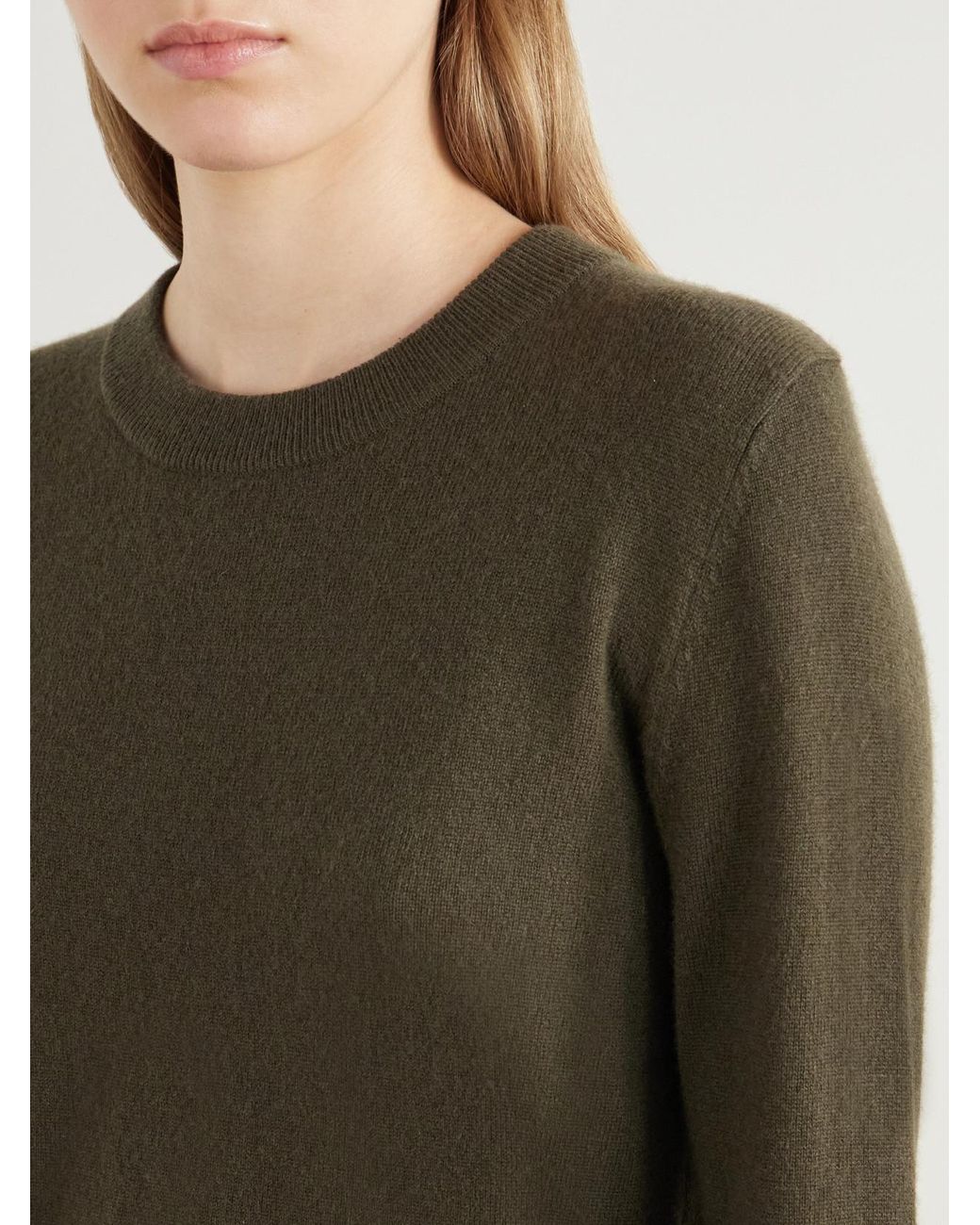 La Ligne Green Solid Lean Lines Cashmere Sweater