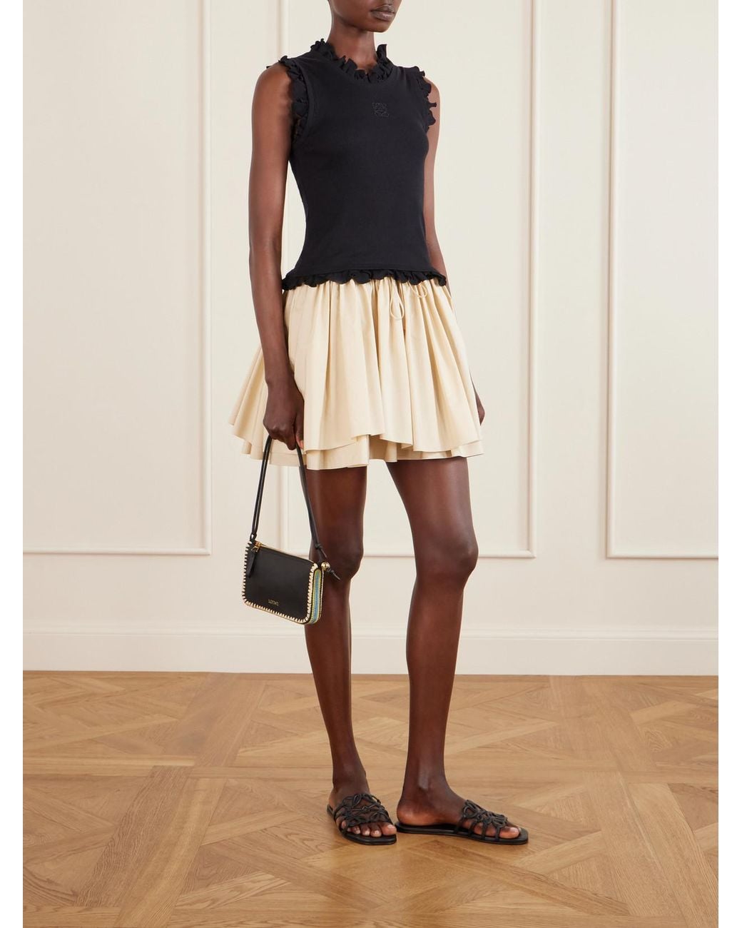 Loewe Natural Paula's Ibiza Ruffled Cotton-Poplin Mini Skirt