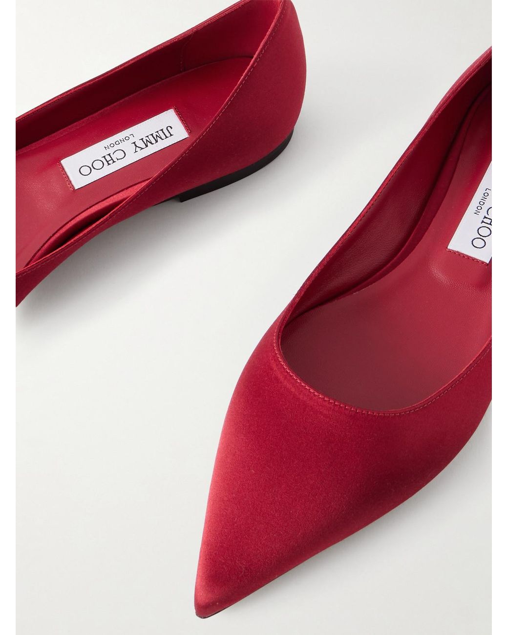 Jimmy Choo Red Love Satin Flats