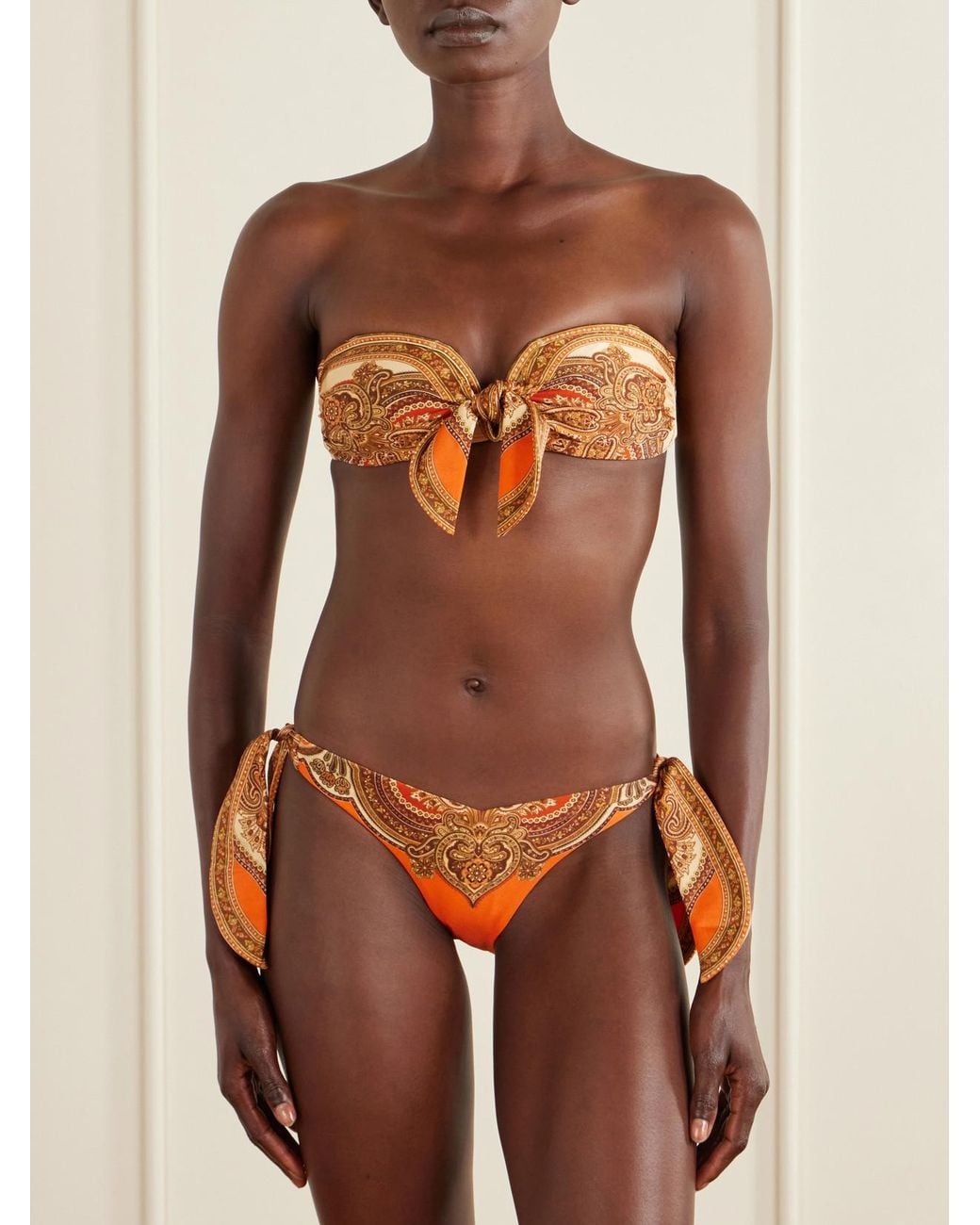 Zimmermann White Mahon Printed Bikini Top
