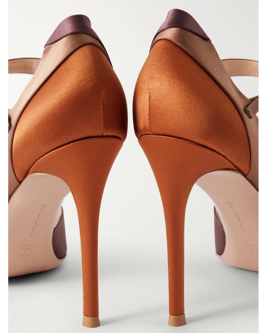 Gianvito Rossi Brown 95 Crepe-Satin Pumps