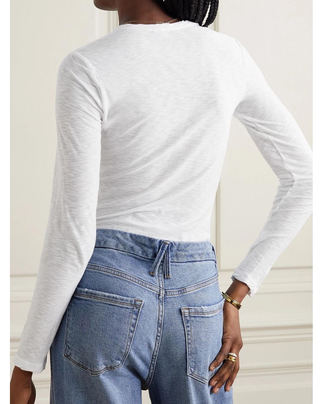 James Perse White Slub Cotton Top