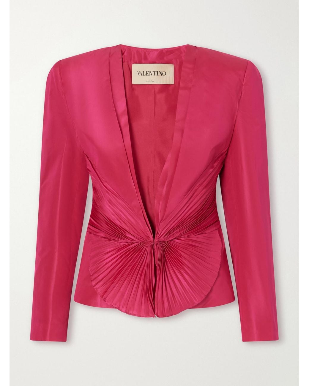 Valentino Garavani Pink Plissé Silk-Taffeta Jacket
