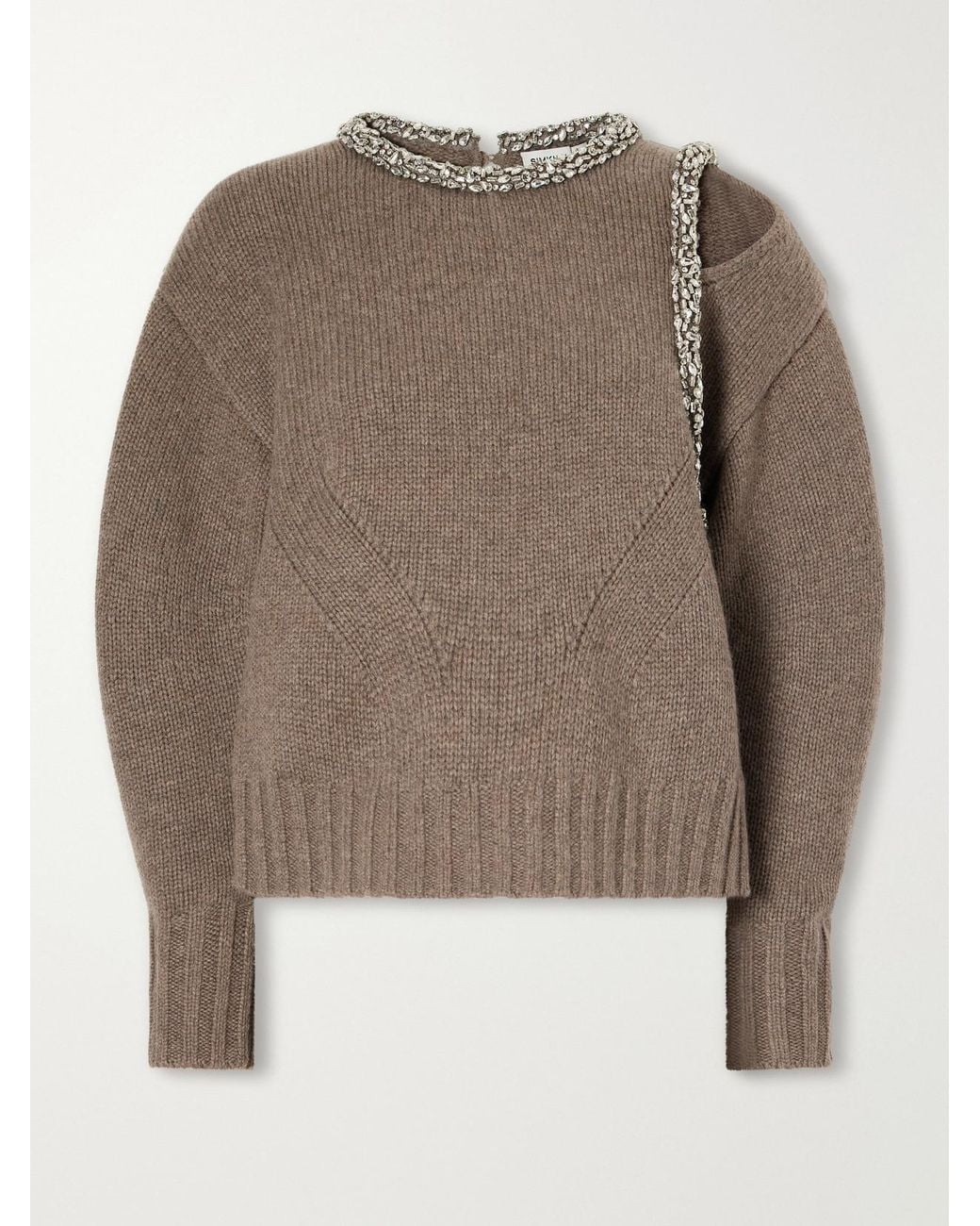 Jonathan Simkhai Natural Monroe Crystal-Embellished Wool-Blend Sweater