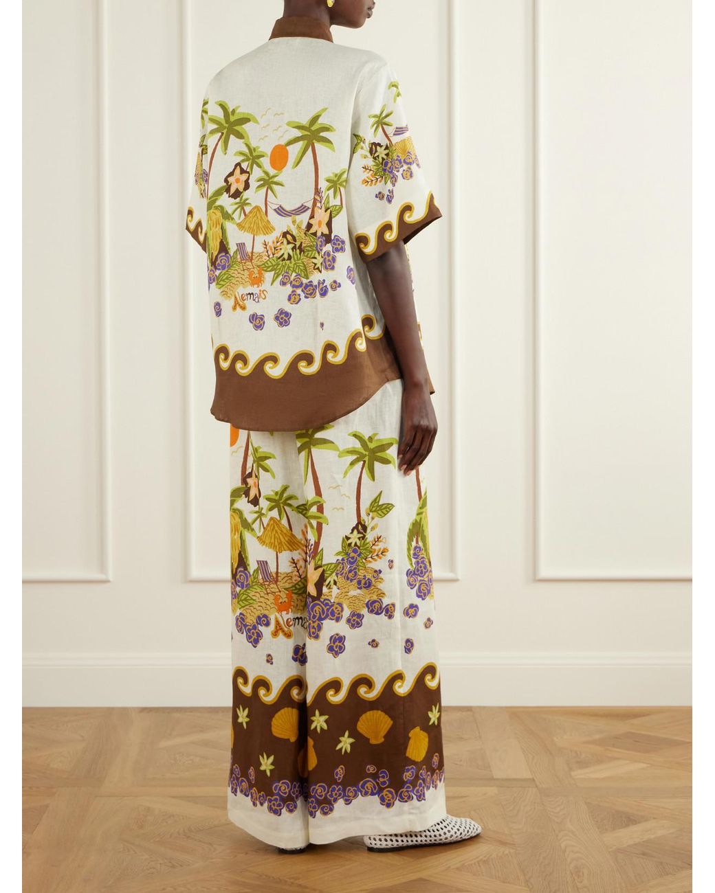 ALÉMAIS Metallic Island Cove Printed Linen Shirt