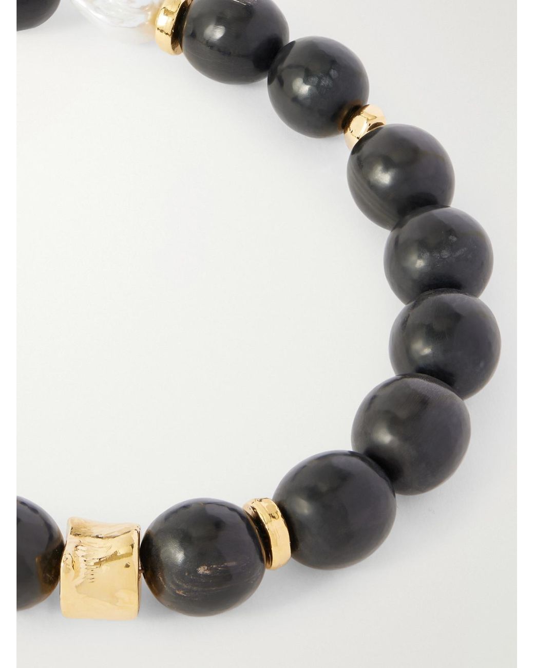 Lizzie Fortunato Black Oria-Plated, Pearl And Horn Beaded Necklace