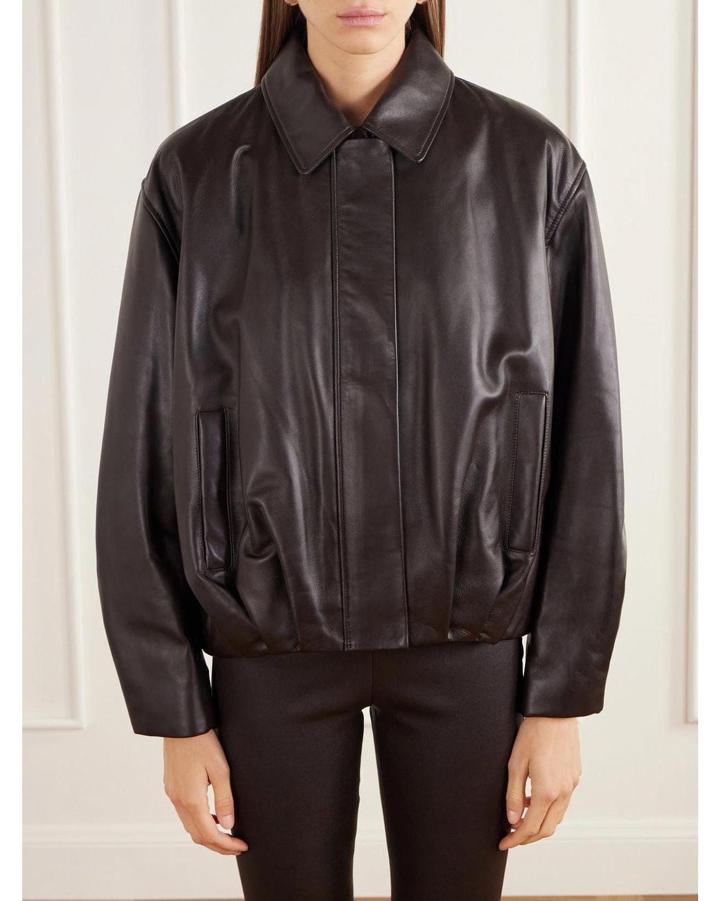 Arma Black Melis Pleated Leather Jacket