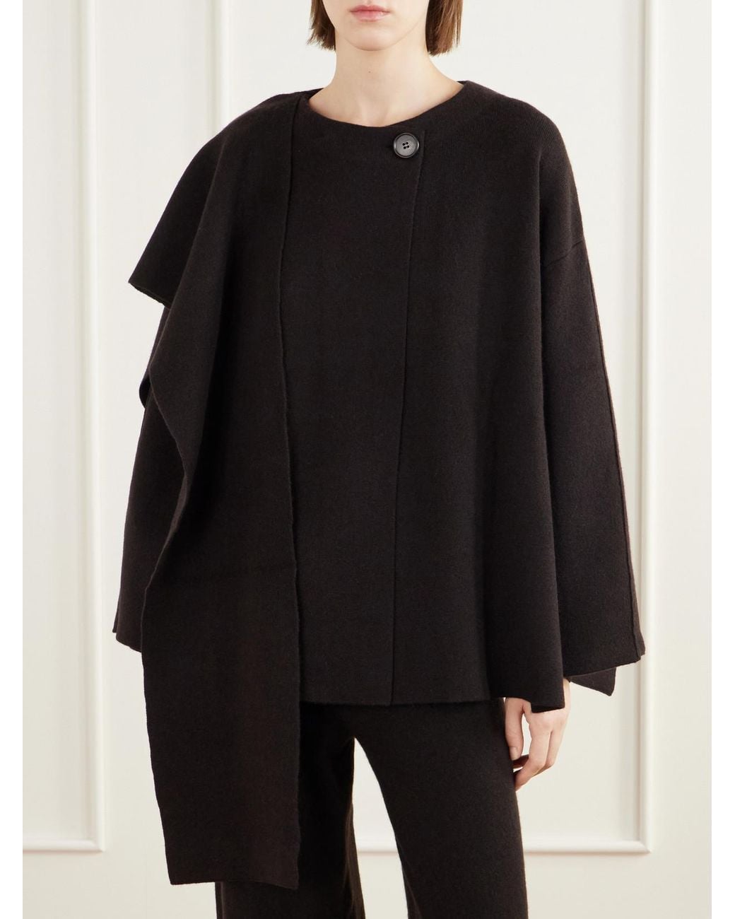 Lisa Yang Black Nessa Scarf-Detailed Double-Faced Cashmere Coat