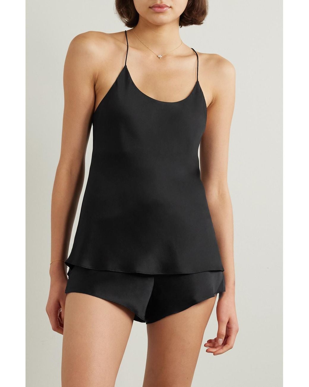 Olivia Von Halle Black Bella Silk-Satin Pajama Set