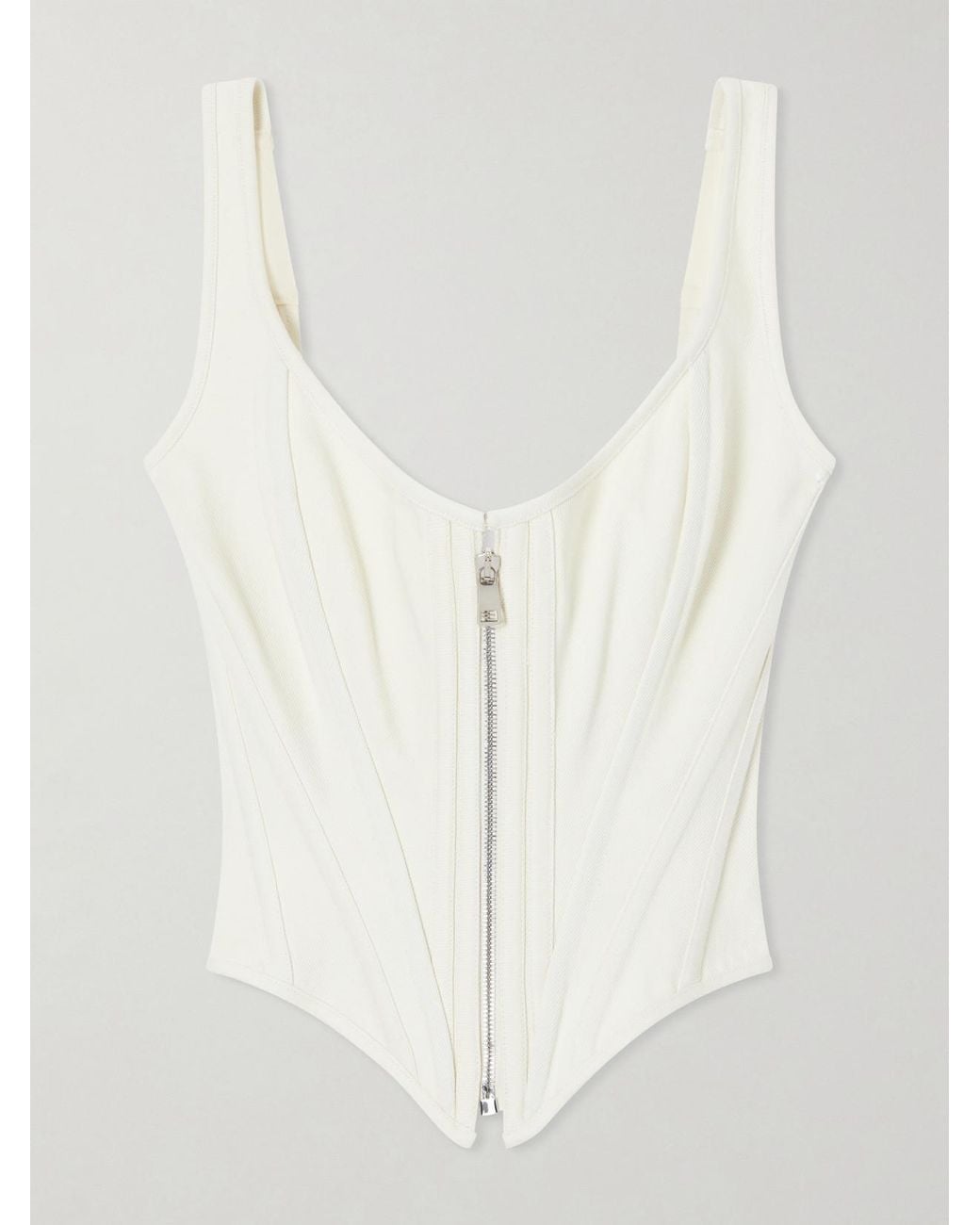 Wiederhoeft White Zip Denim Corset Top