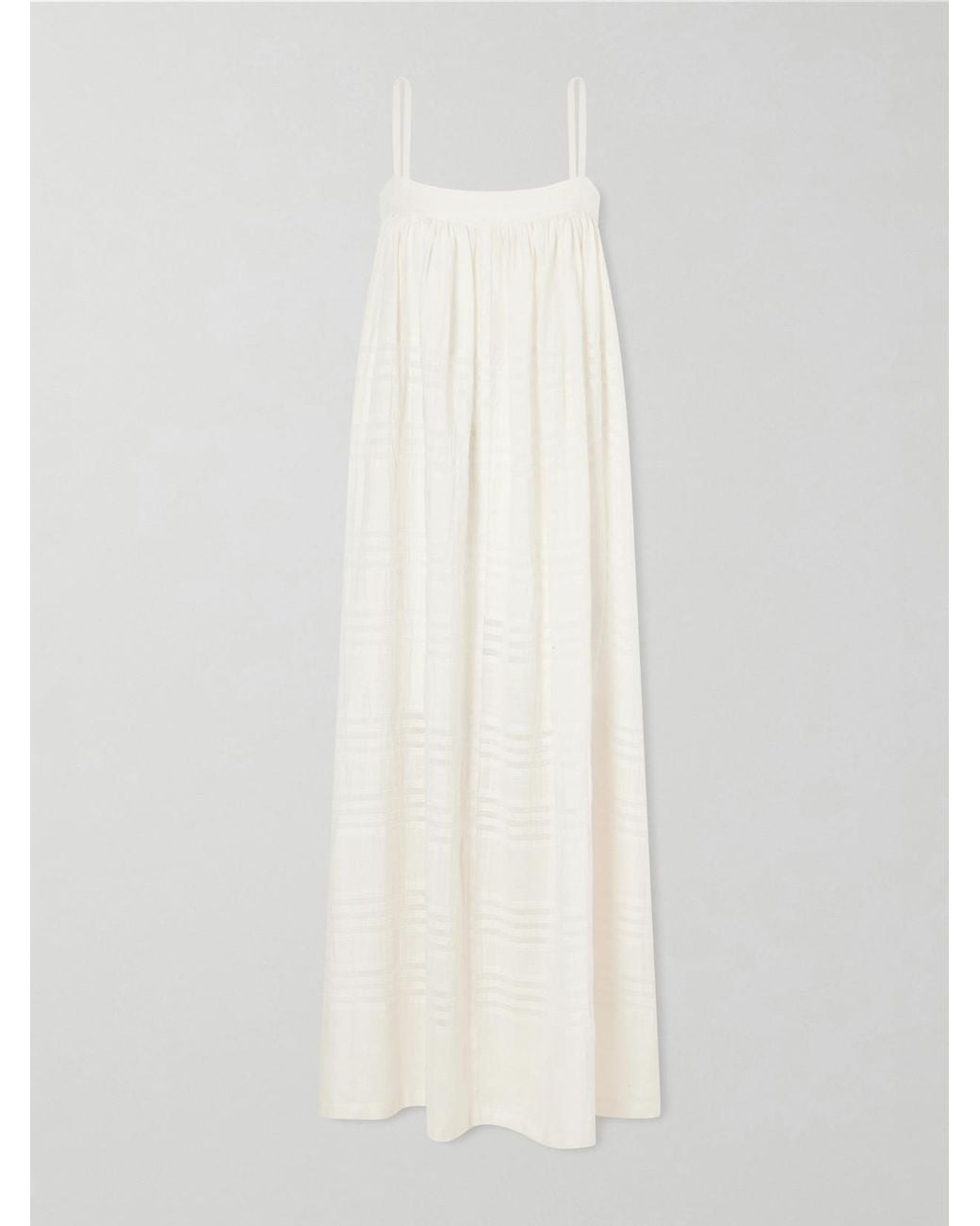 Lemlem White Eda Striped Cotton-Gauze Midi Dress