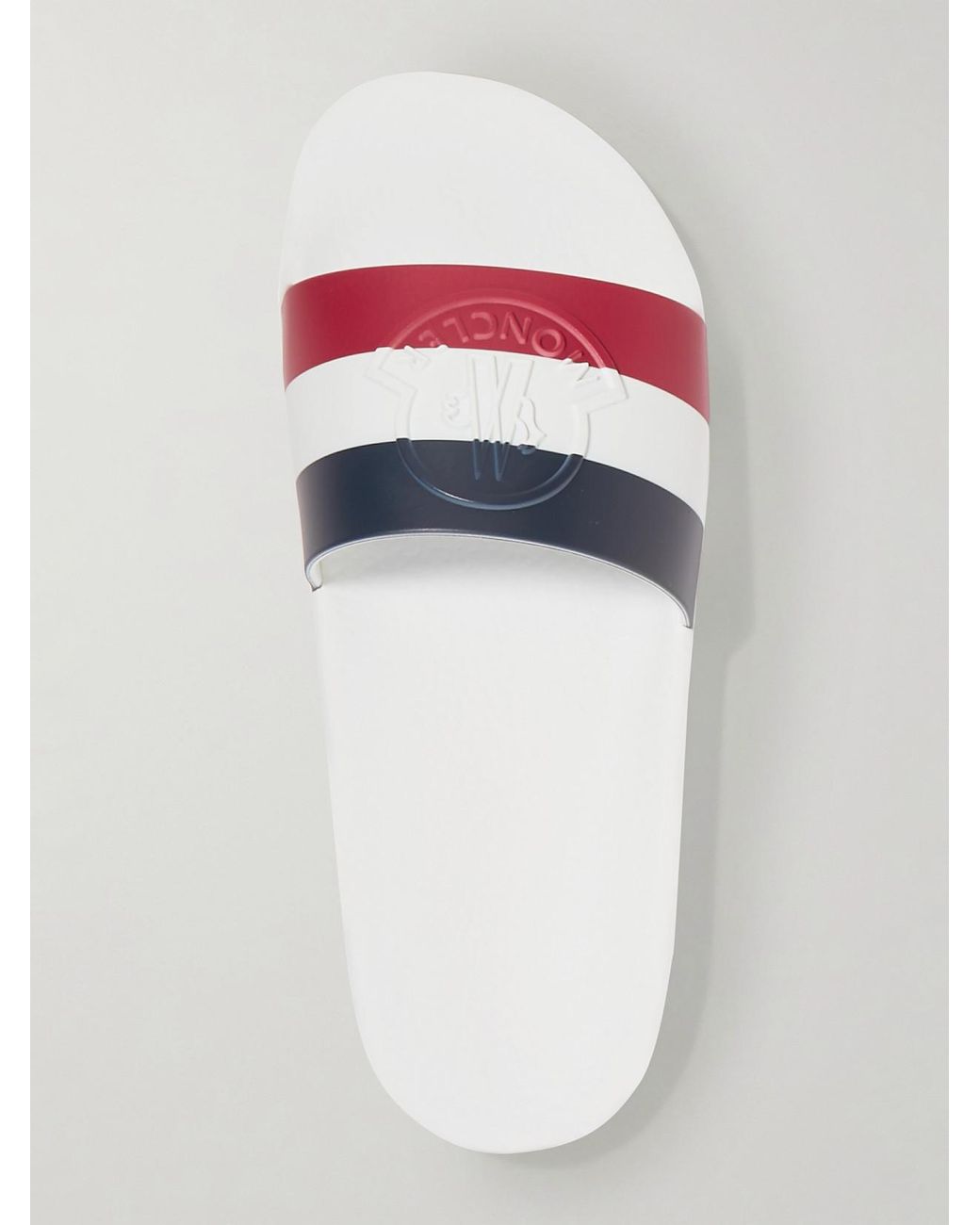 Moncler White Striped Rubber Slides