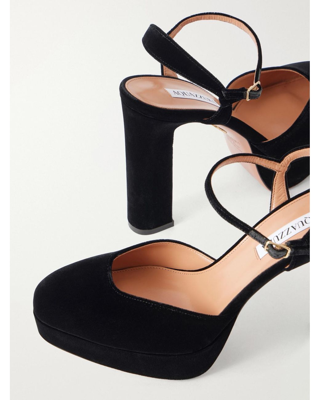 Aquazzura Black Amira 110 Velvet Pumps