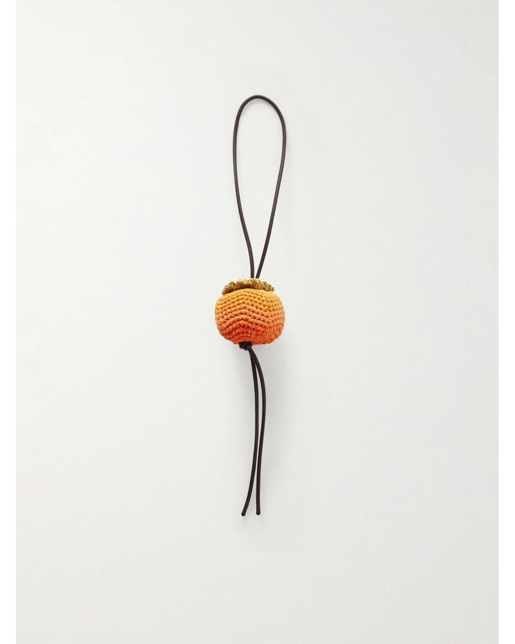 J.W. Anderson Natural Persimmon Crocheted Cotton And Leather Bag Charm