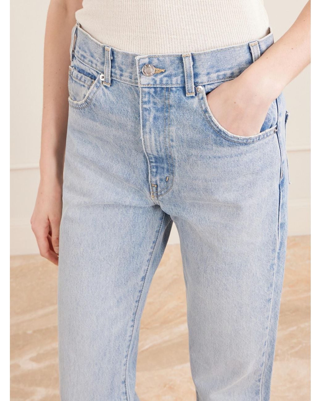 Nili Lotan Blue Joan High-Rise Straight-Leg Jeans
