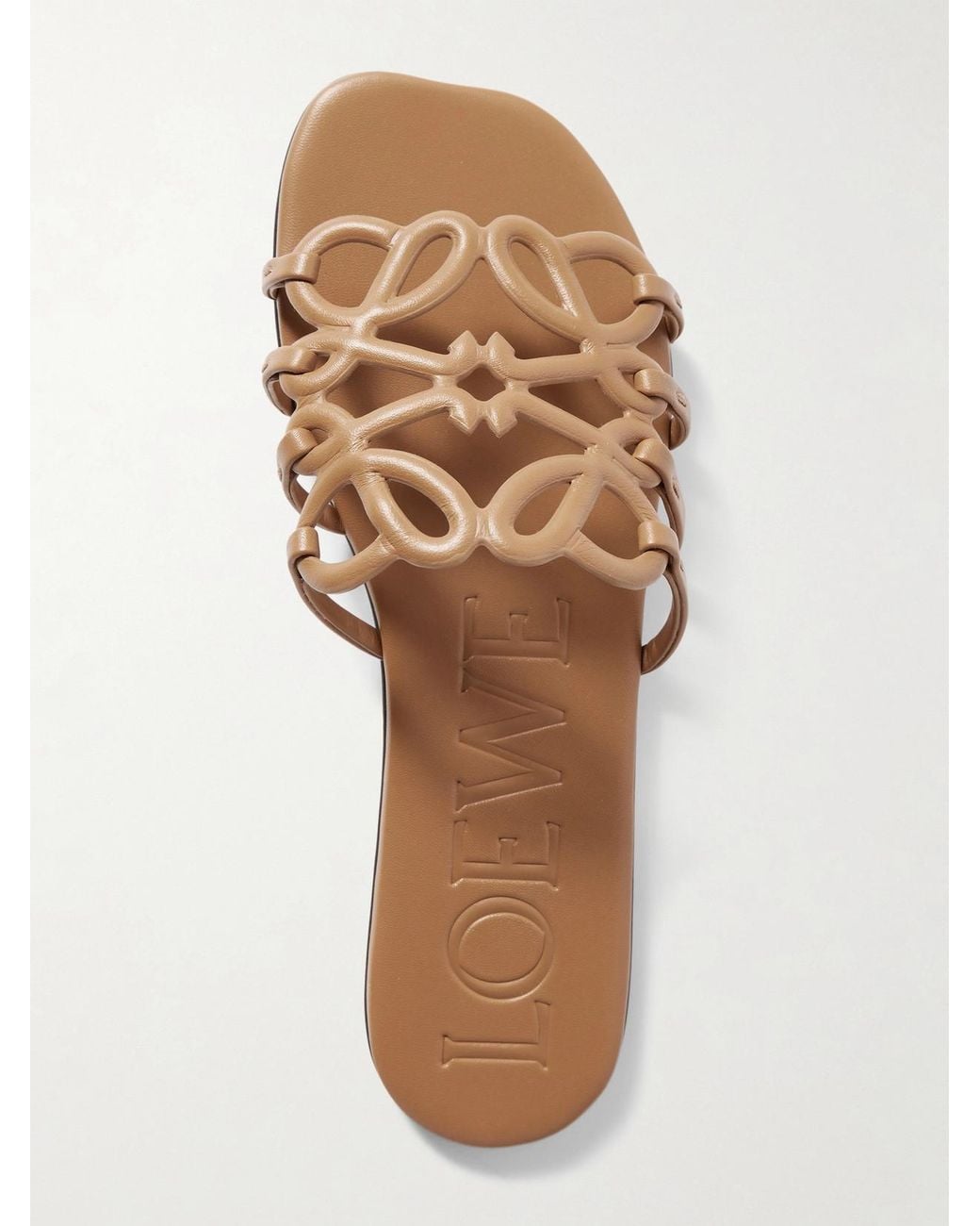 Loewe White Petal Anagram Leather Slides