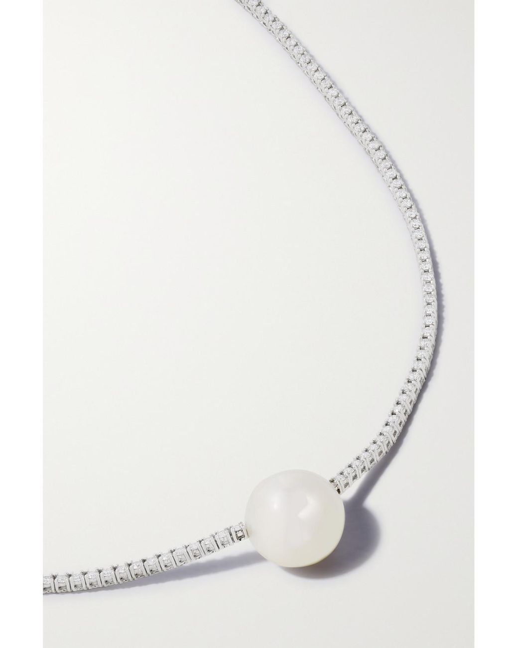 Mizuki White Eve 18-Karat, Pearl And Diamond Necklace