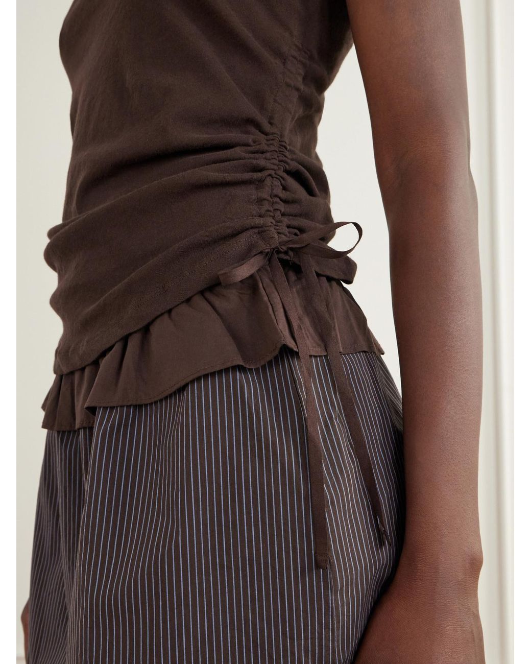 Deiji Studios Brown Drawstring Organic Cotton T-Shirt