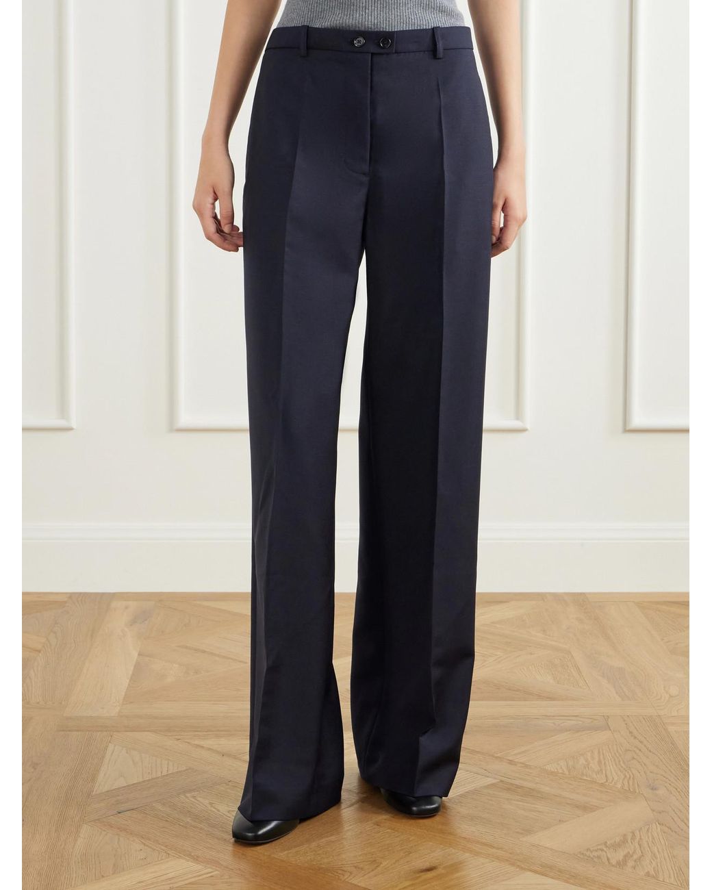 Jil Sander Blue Wool And Mohair-Blend Canvas Wide-Leg Pants