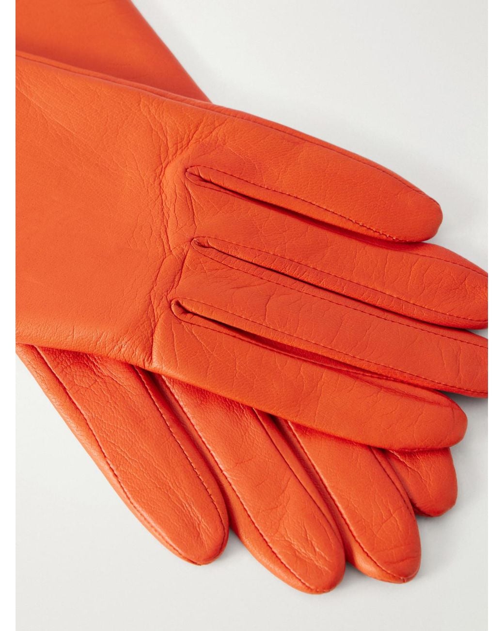 Agnelle Orange Kate Leather Gloves