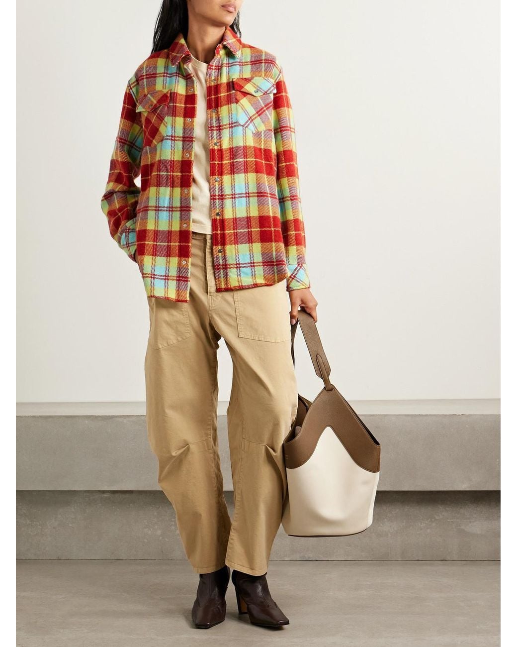 God's True Cashmere Red Checked Cashmere Shirt