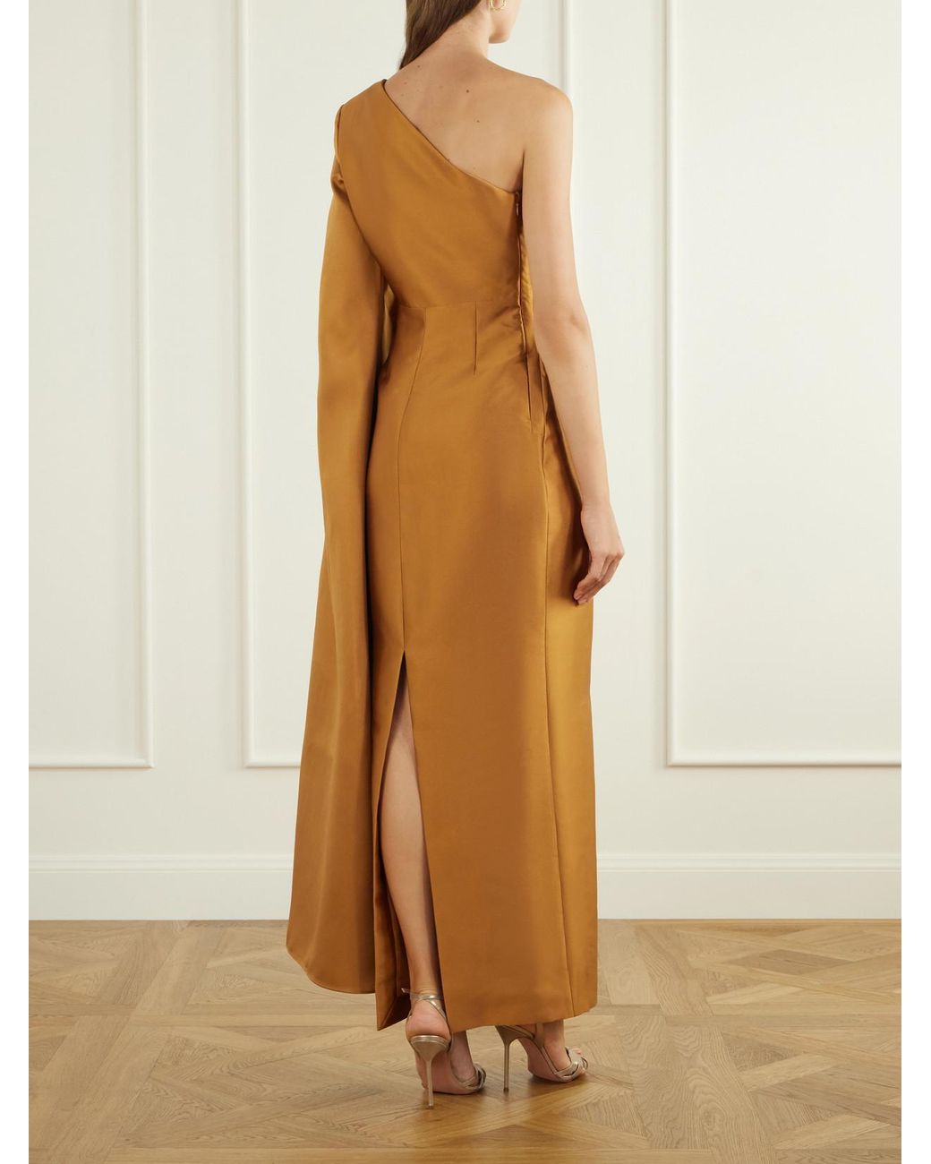 Solace London Yellow Veya One-Shoulder Twill Gown