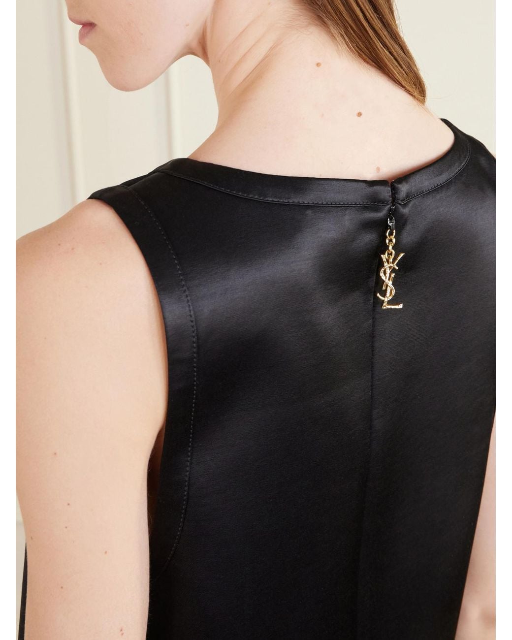 Saint Laurent Black Satin Mini Dress