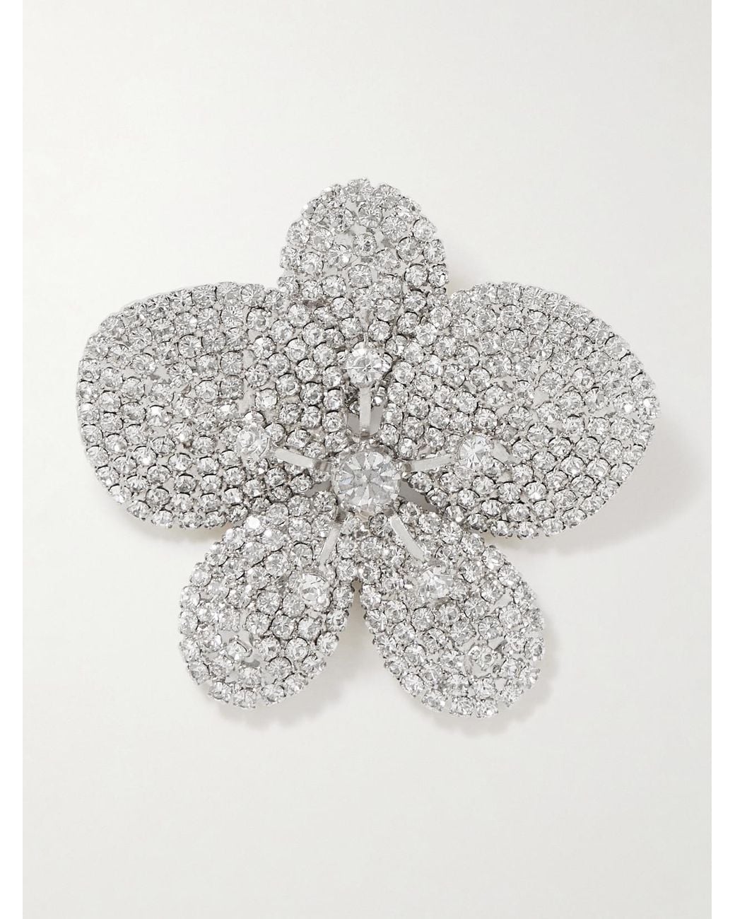 Jennifer Behr White Kiarra Rhodium-Plated Crystal Brooch