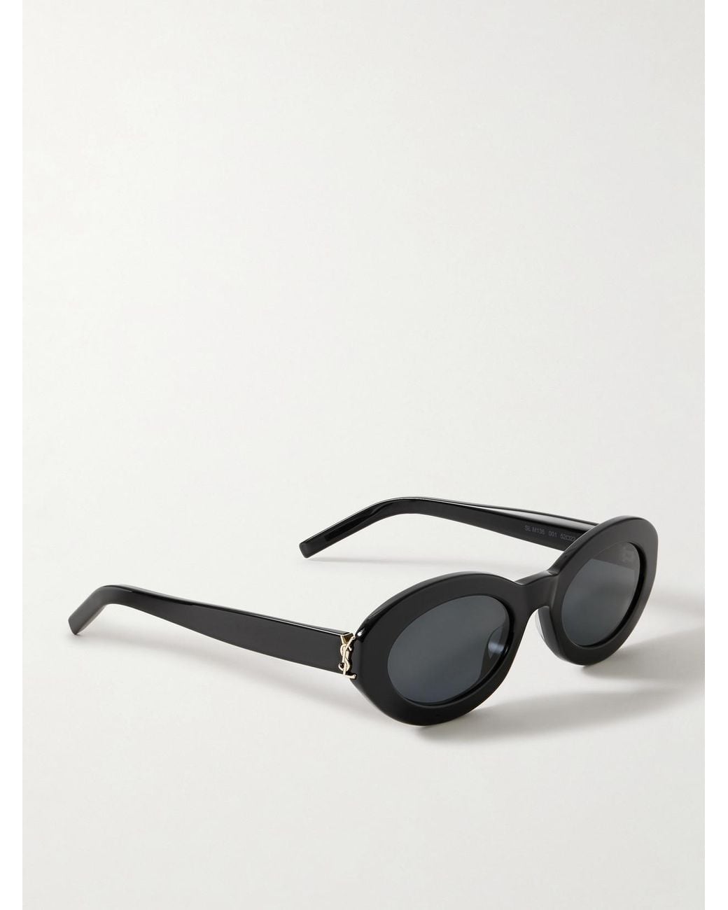 Saint Laurent Black Oval-Frame Acetate Sunglasses