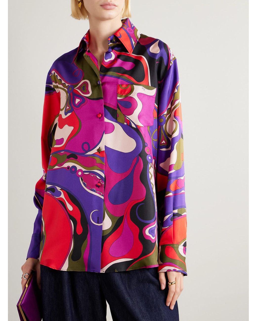 Emilio Pucci Red Printed Silk Shirt