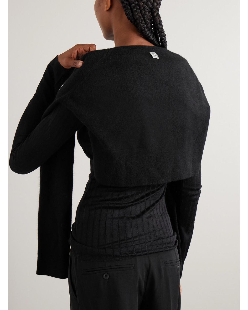 Totême  Blue Sleeve Embroidered Cashmere Scarf