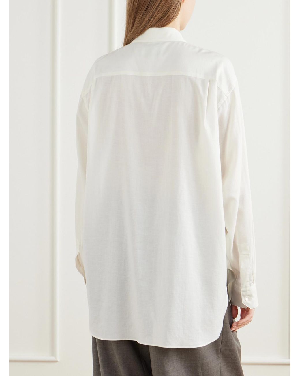 Ssstein White Cotton And Silk-Blend Shirt