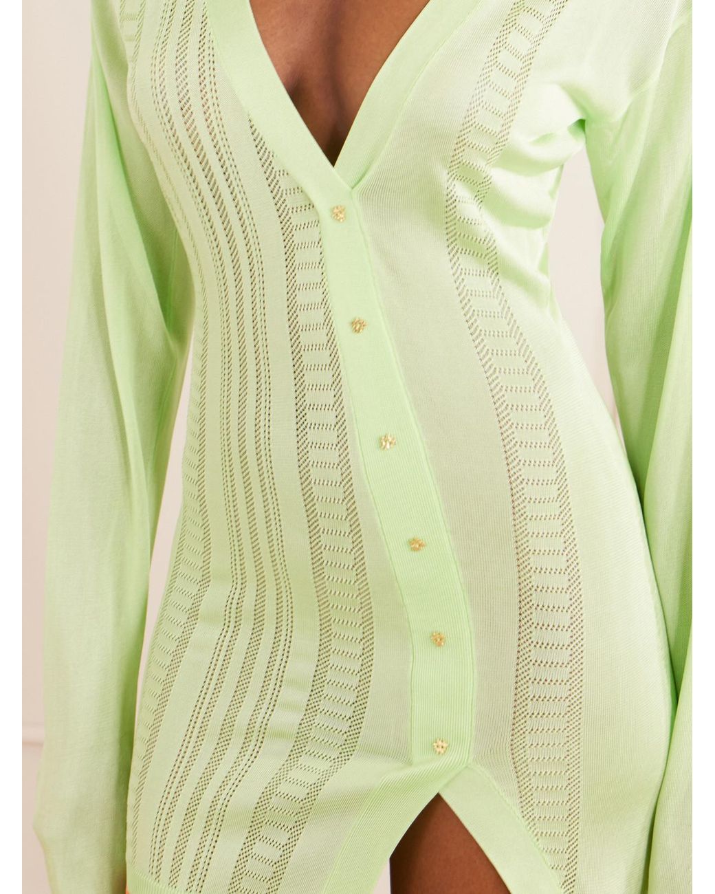 Donde Esteban Green Lulo Guayabera Stretch-Knit Mini Dress