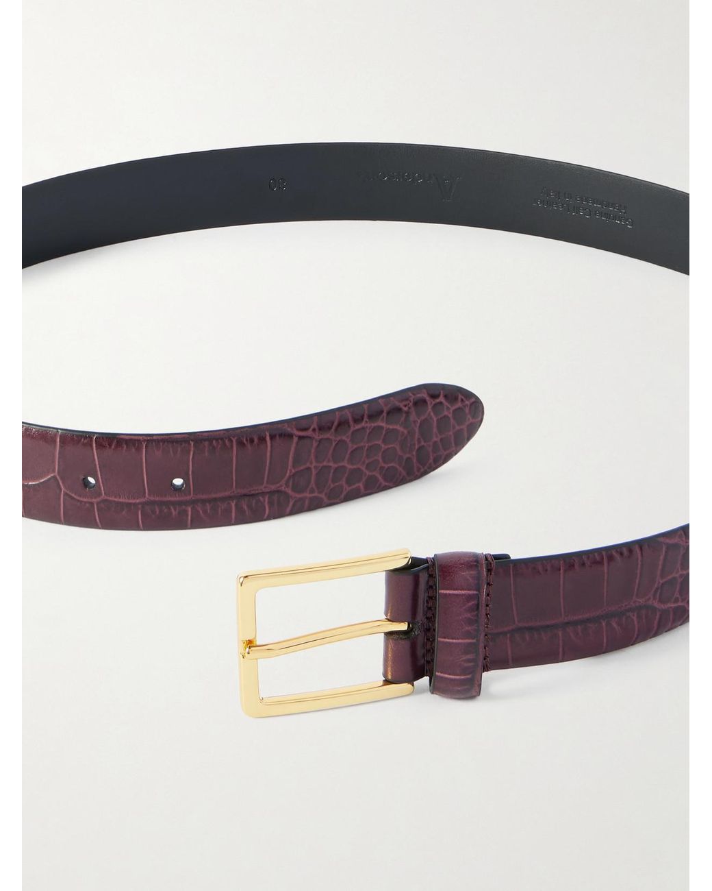 Andersons Brown Croc-Effect Leather Belt