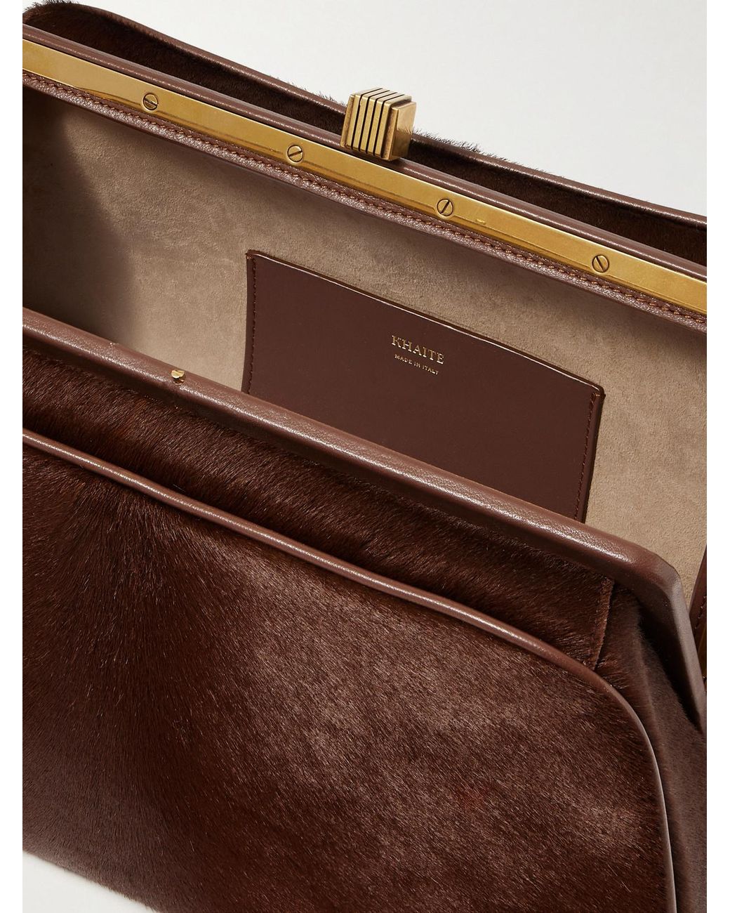 Khaite Brown Cate Leather-Trimmed Calf Hair Tote