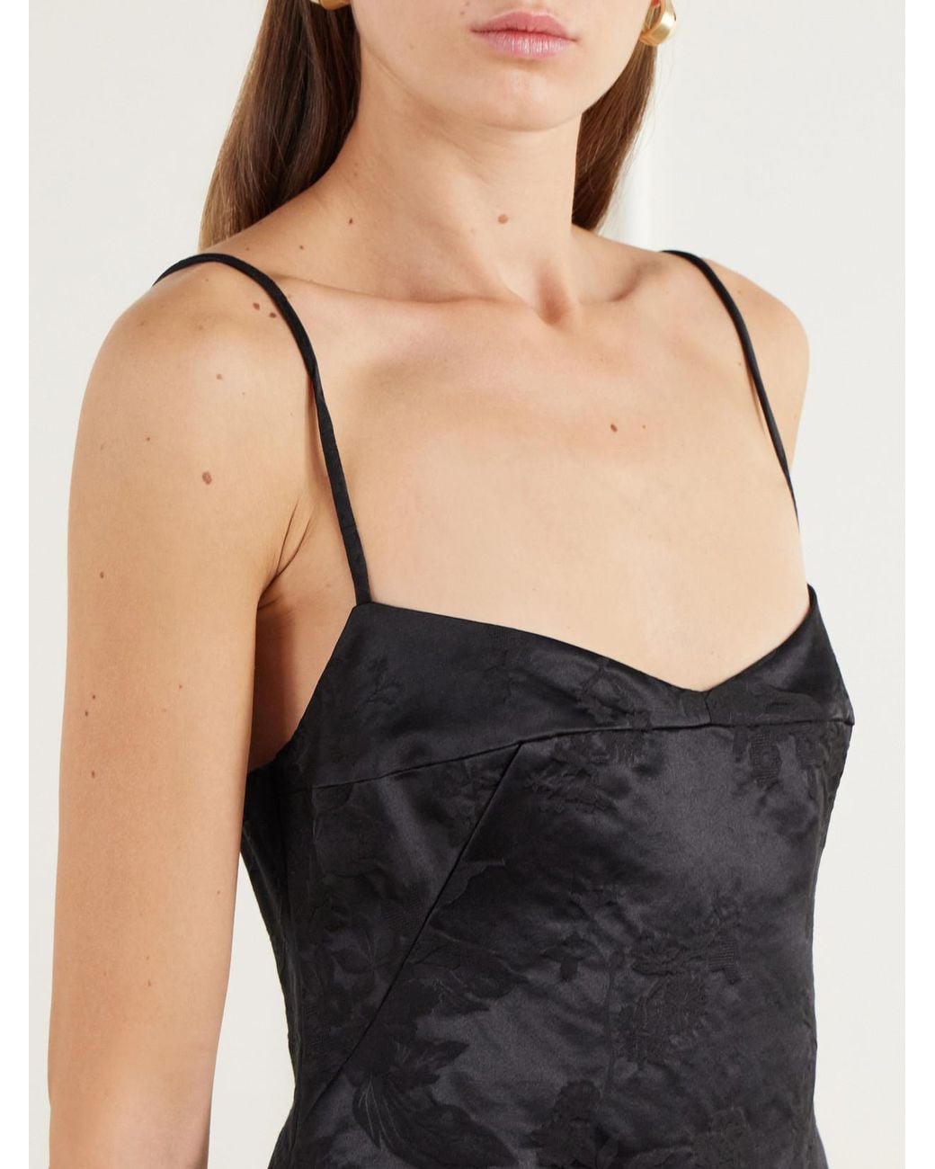 St. Agni Black Wool And Silk-Blend Floral-Jacquard Cloqué Cami